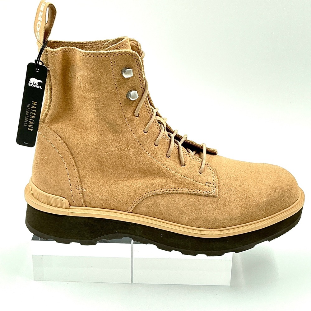 Sorel Womens Size 9 Combat Boot Tan Suede Waterproof NEW Lennox Lace STKD $175